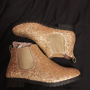 Gold glitter boots